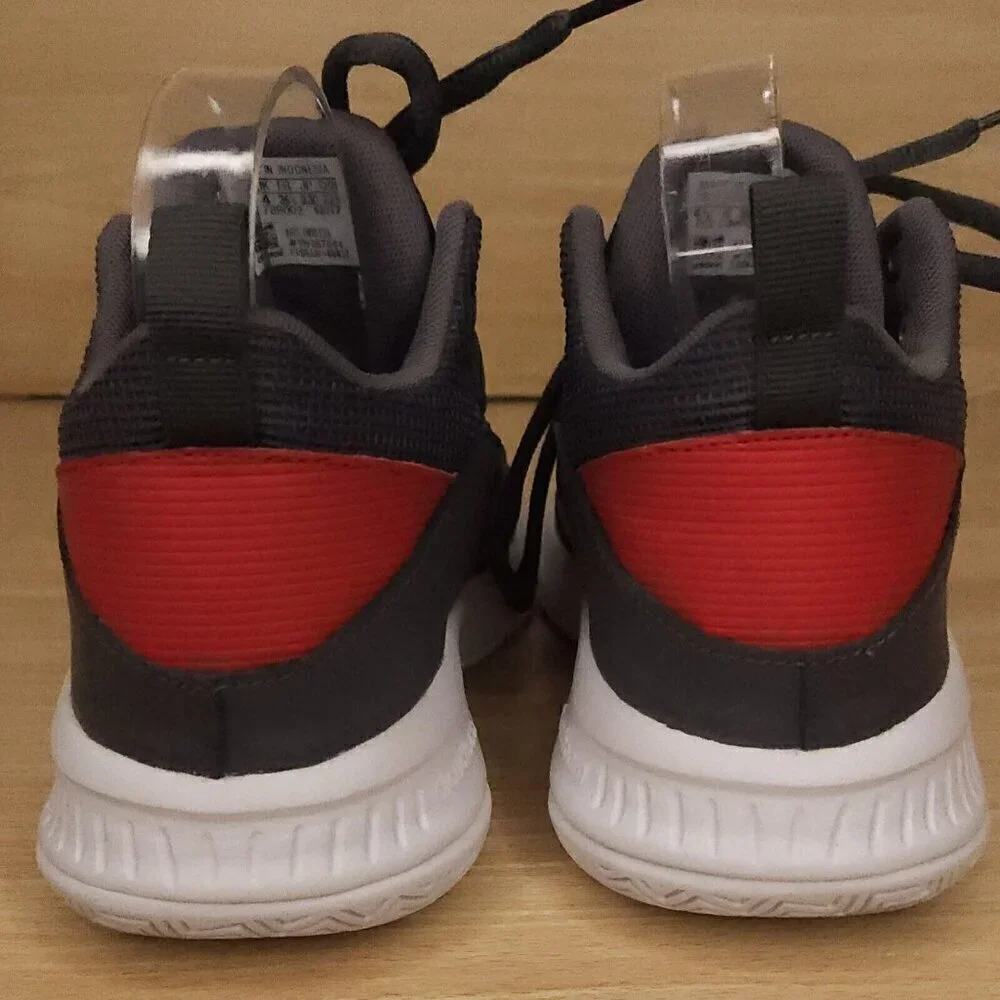 Adidas Boys Grey Red Stripe High Top Sneaker 4 1/2